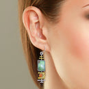 Retro Geometric Turquoise Drop Earrings Ethnic Ear Hook for Women Jewelry A