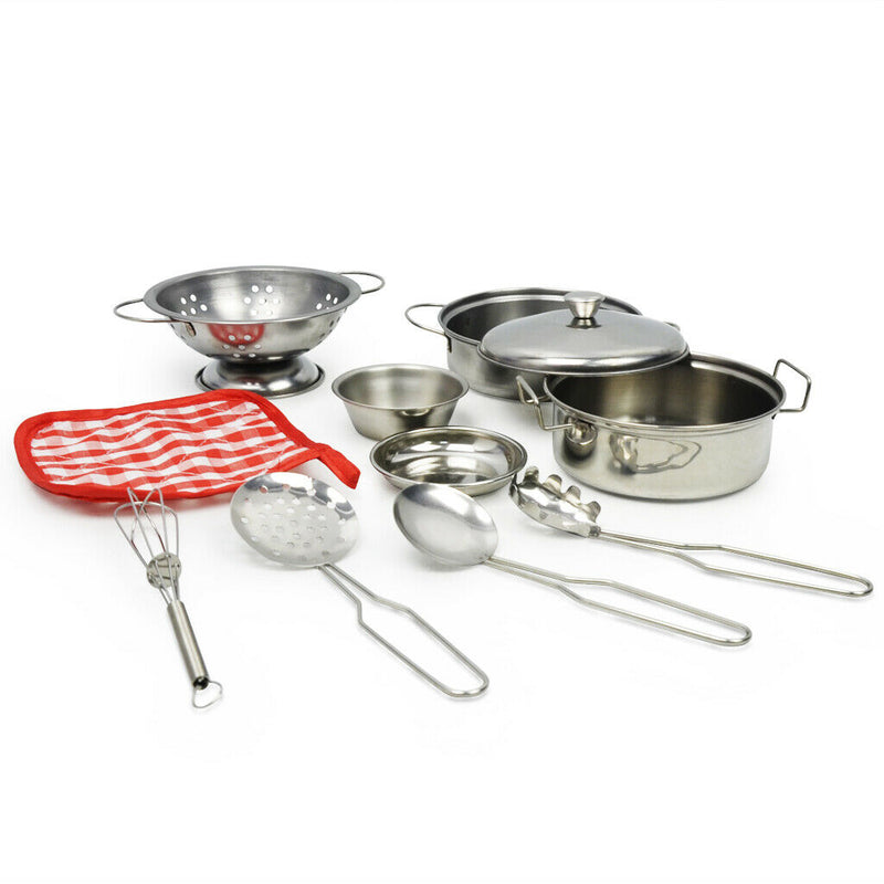 Play Stainless Steel Cookware Pots and Pans and Cooking Utensil Pretend Play