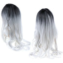 Gradient Black White Synthetic Long Wavy Wigs Women Lace Front Daily W â„–[
