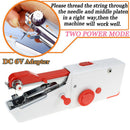 Portable Mini Electric Sewing Machine Quick Stitch Needlework Tools (Red) A