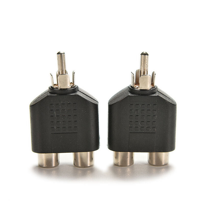 2x RCA Y Splitter Audio Video Plug Converter Cable Adapter 1 Male to 2 Female ES