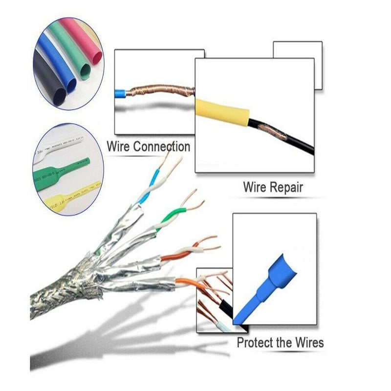 530 PCS 2:1 Heat Shrink Tube Combo Assorted Sleeving Wrap Cable Wire Kit diy