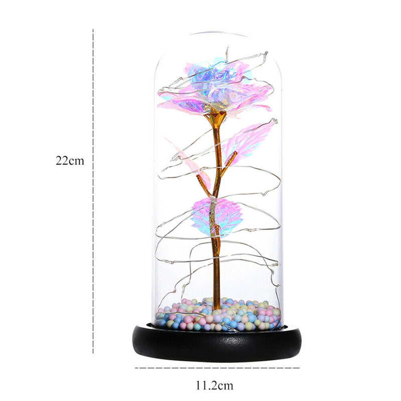 20LED Foam Night Lamp Foil Rose Glass Dome Copper Wire Fairy String Lights A