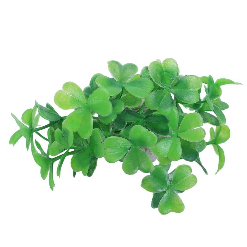 2 pieces Aquarium Landscaping green cloverleaf artificial aquatic plants E6I6
