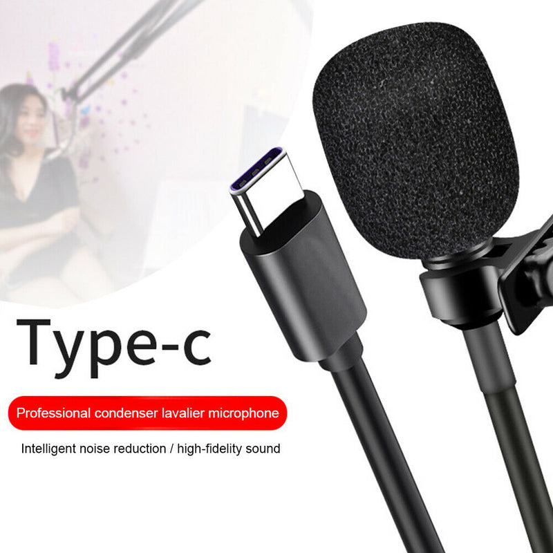Lavalier Condenser Microphone Windproof Type-C Interface Gift With Usb Adapter