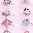 6x Fashion Handmade Adjustable Kids Cute Crystal Rings Children Jewelry Gift ME