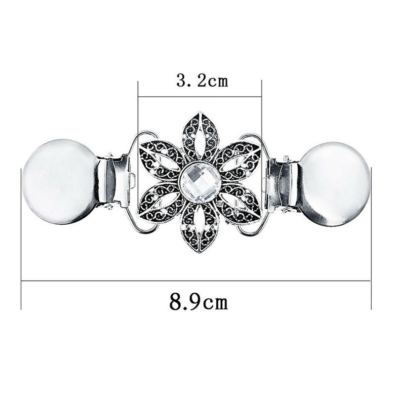 Retro Cardigan Clip Sweater Collar Clip Ladies Shawl Clips Dresses Shawl Flower