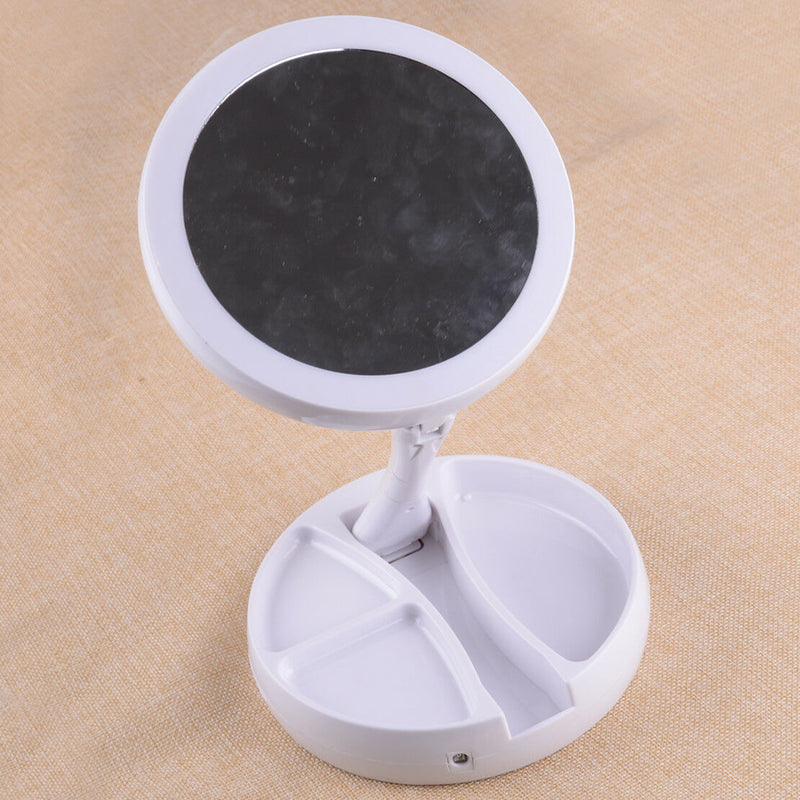 10X Magnifying Makeup Cosmetic Facial Stand Side Mirror LED Light Travel