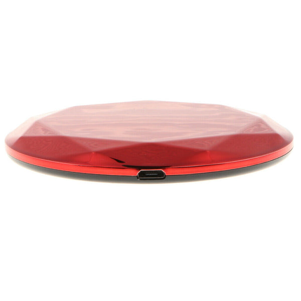 Qi Wireless 10W Charger Pad Polyhedral Angle Vacuum Plating Fast Charging Red