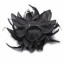 Flower Brooch Pin Headband Ribbon Black Floral Cloth Feather Wedding Chic