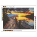 5D DIY Full Drill Diamond Painting Sunset River Cross Stitch Embroidery Kit