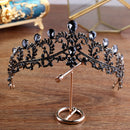 Black Crown Wedding Tiara Headband Rhinestones Bridal Hair Accessories Vint