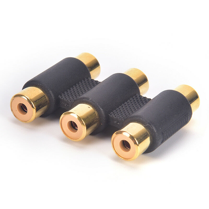 Triple 3x RCA Phono Coupler Female to Female Audio Video Connectors Adaptor G.ES