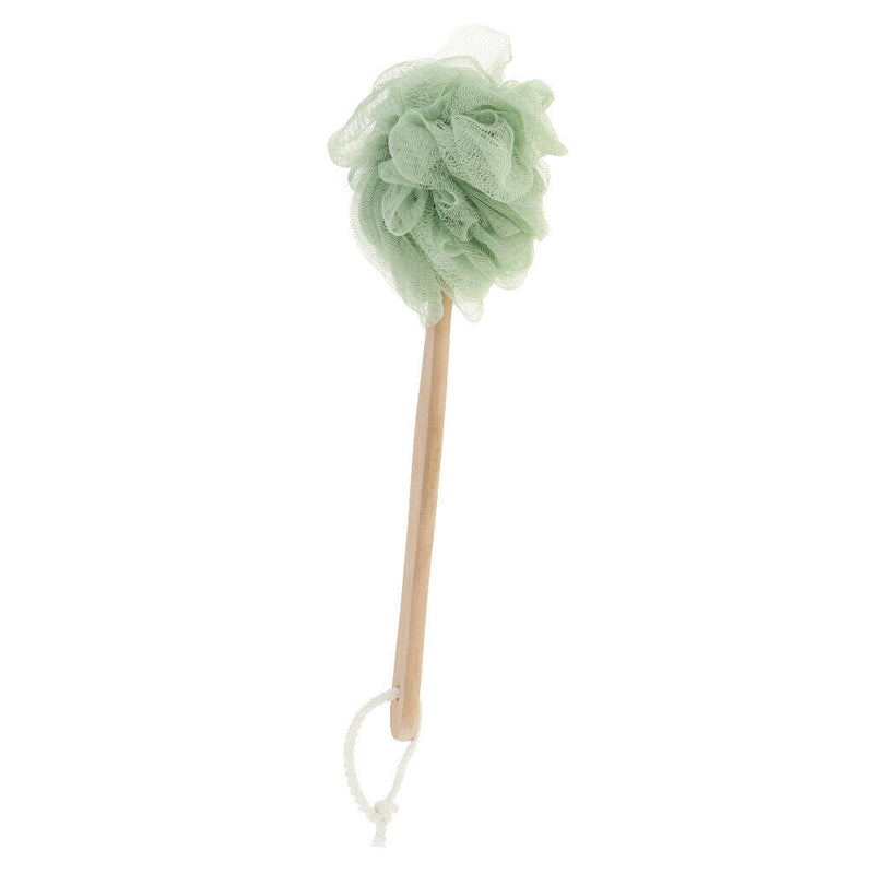 Long Handle Bath Shower Body Brush Scrub Scrunchie Back Scrubber Green