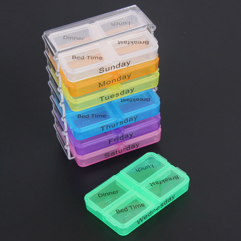 Medicine Weekly Storage Pill 7 Day Tablet Sorter Box Container Case Organiz