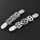 2 Pieces Ancient Cardigan Sweater Collar Clip Brooch Shawl Clips For Women  X3O6