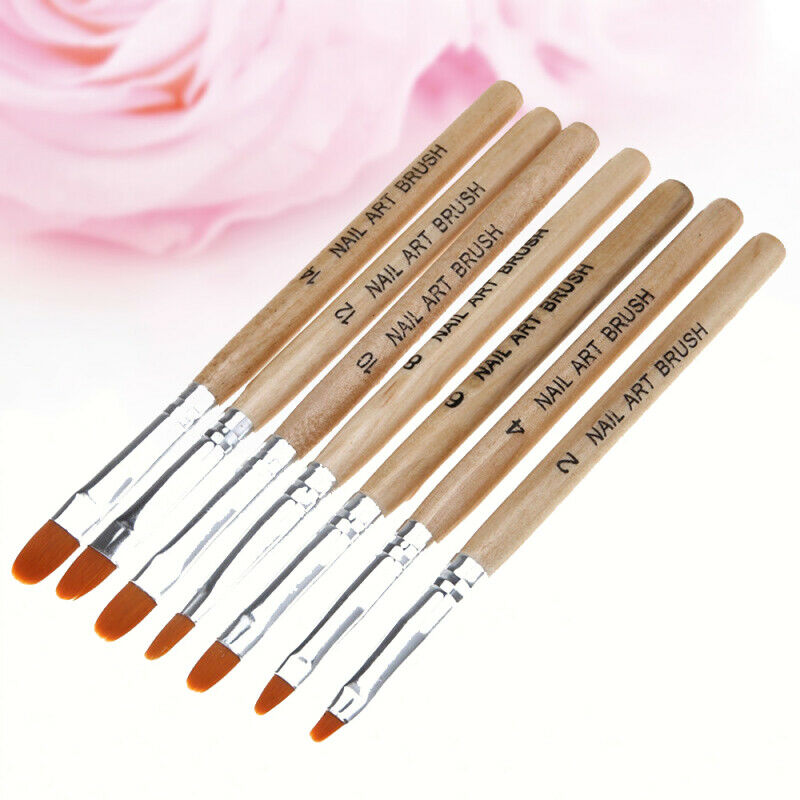 7pcs Nail Art Gel Tips Extension Builder Brush Pen Tool Kit Pro / Home Use New