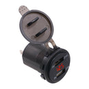 Dual USB Charger Power Outlet Digital Voltmeter Red LED Light 12-24V For Car