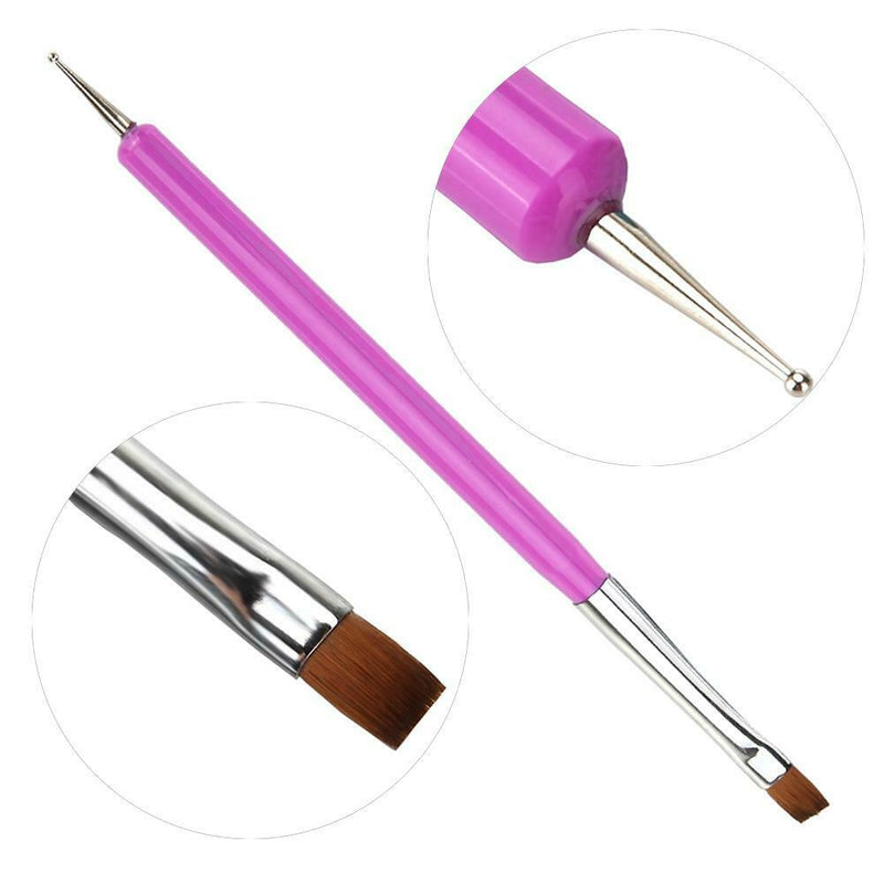 1pc Pro Double-Ends Nail Art Pen Painting Dotting Polish Brush Tools(Pink)
