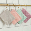 5Pcs Washcloths Nonstick Oil Corals Velvet Hanging Kitchen Dishclout Hand C4L4