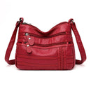 Fashion Messenger Bag Women PU Leather Soft Purse Shoulder Handbag (Red)