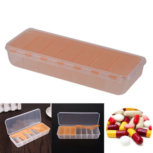 Large Travel Pill Cases Portable 7-Day Medicine Box Tablet Container(Orange