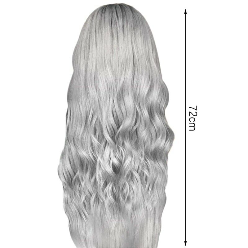 Gradient Gray Party Wig Long Curly Hair Mixed Color Wig