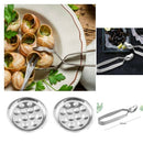 Stainless Steel Snail Escargot Tongs and Escargot Plate