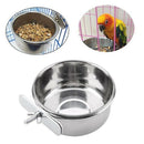 Parrot Feeding Cup Bird Food Dish Stainless Steel Parrot Feeder with Cage P
