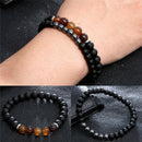 2Pcs Fashion Natural Black Stone Beads Bracelets Set For Men Women Jewelry U Gw