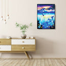 Dolphin Cross Stitch Embroidery Mural 5D DIY Full Drill Diamond Painting