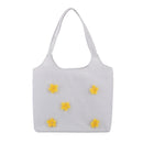 Flower Summer Women Canvas Handbags Casual Shoulder Bag Large Tote (White) A