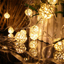 2.5M 20 Rattan Ball Led String Fairy Lights Christmas Tree Ornament Xmas De BX