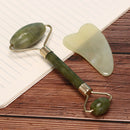 1 Set Massager Tool Natural Facial Jade Roller Face Thin + Body Gua Sha Board U