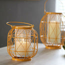 Iron Hanging Lantern Votive Candle Tea Light Holder Wedding Venue Yellow-S