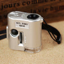 60X Mini Jeweller Pocket Microscope Magnifier Loupe Glass with LED Light zxc