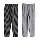 2pcs Chef Working Pants Elastic Cook Work Trousers XXL Stripe + Houndstooth