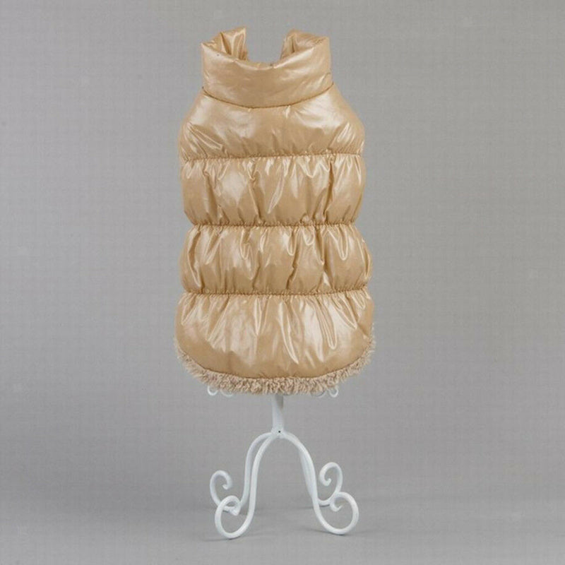 Pet Dog Puppy Cat Warm Winter Coat Down Jacket Vest Clothes Apparel Beige S
