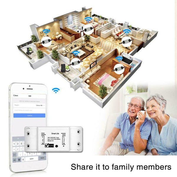 2200W 90-250V AC Remote Control Switch Module WIFI Wireless Smart Switch Adapter
