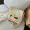 2pcs/set Women Canvas Cat Print Shoulder Crossbody Handbags Pen Bag (Beige)