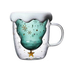 Christmas Tree Star Wishing Cup Double Wall Glass Latte Coffee Nice Mug Tea K3Q8
