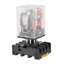 MK2P-I Clear Shell DPDT AC220V Coil Power Relay Socket Base I5A2
