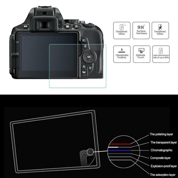 8H 0.55mm Tempered Glass Screen Protector DSLR Camera LCD Film for Nikon D5600