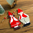 2Pcs Santa Claus Christmas Pendants Ornaments Wooden Craft for Christmas TrSEAU