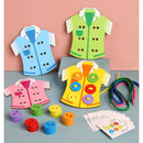 Wooden Threading Lacing Sew-on Buttons Pre-School Puzzle Toys for Boys Girls