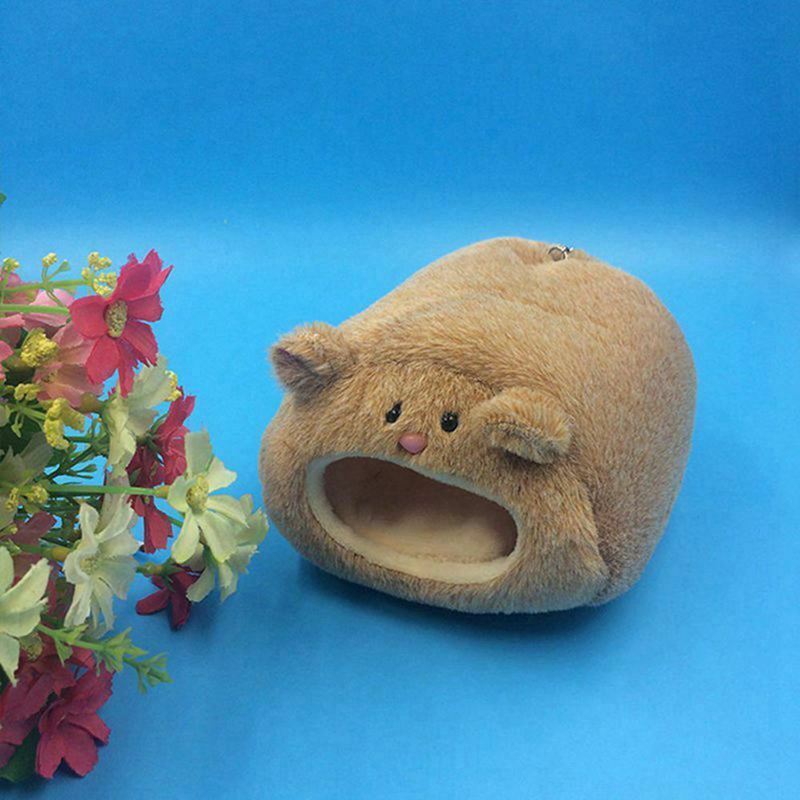 Rats Hamster Winter Warm Hanging Cage Hammock Cute Bear House with Bed Mat