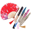 Pattern Chinese Style Hand Held Silk Bamboo Folding Fans Wedding Hand  JR
