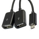Micro-USB Host Cable,Micro-USB Male to 2X Type A Dual USB Female OTG Adapte B6E7