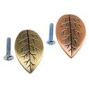 2 Pieces Leaf Shape Metal Door Pull Wardrobe Drawers Closet Knob W/ Screws