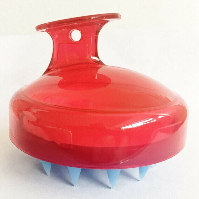 Silicone Shower Shampoo Body Wash Dandruff Brush Hair Scalp Massager Shiny red